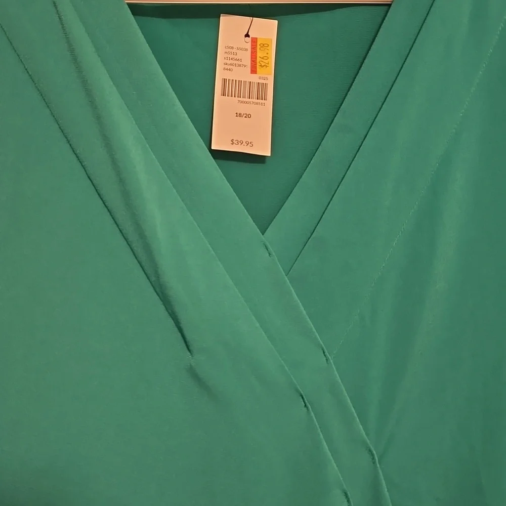 Lane Bryant Teal V-neck Blouse - Picture 3 of 5